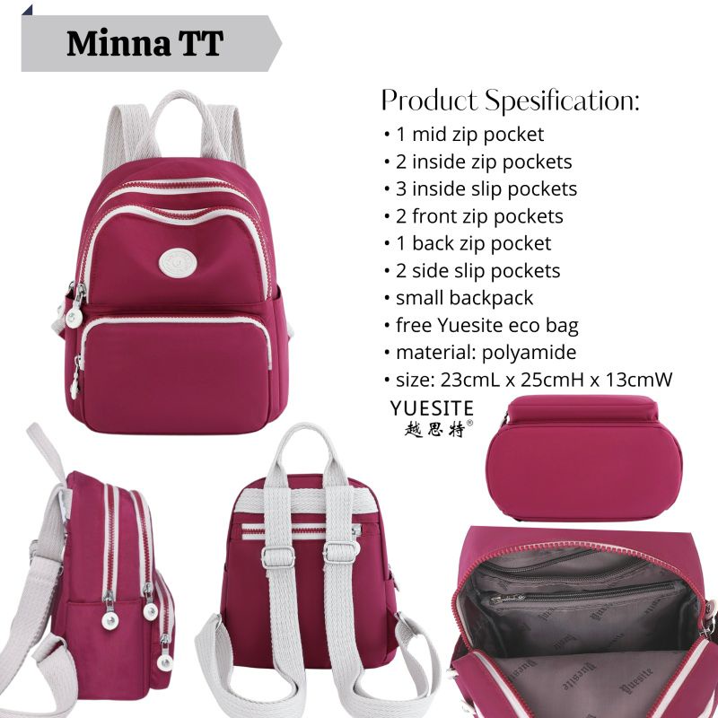 YUESITE MINNA ORIGINAL SMALL BACKPACK TAS RANSEL WANITA LUCU KEKINIAN CYUTEBAGS