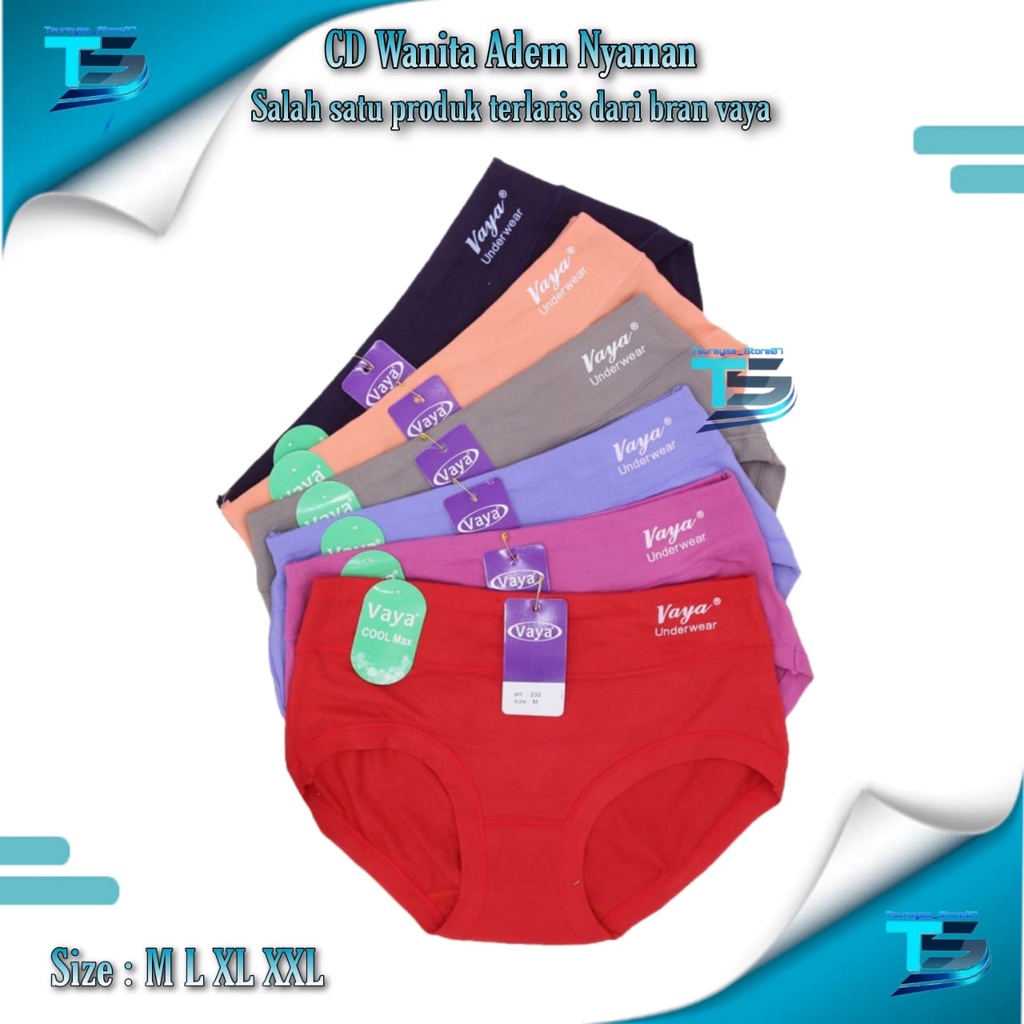 Celana Dalam Wanita Super Soft / Cool Max CD Wanita Cewek Remaja & Dewasa Merk Vaya Art 232 Terlaris