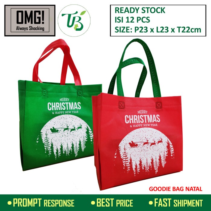 

⭐BISA COD⭐ Goodie Bag Natal Kue Puding Nasi Kotak 22cm TBI bukan Paperbag - Merah