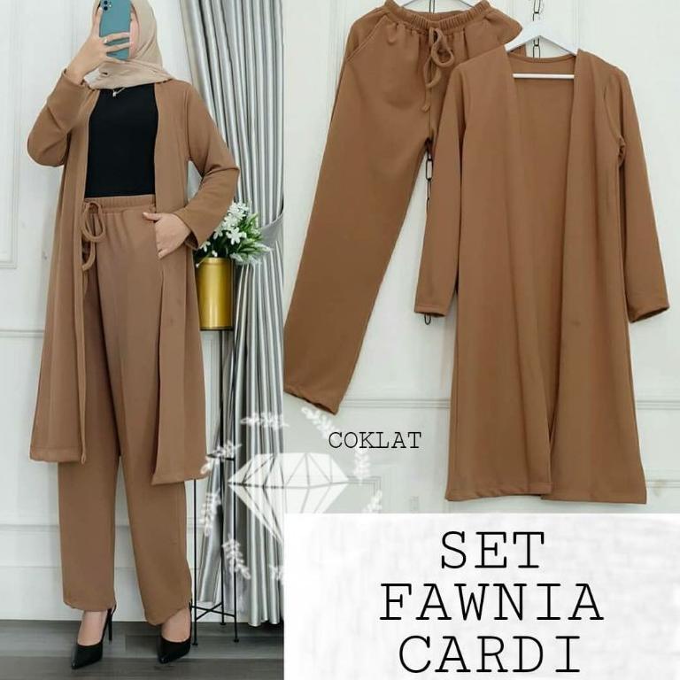 BIG SALE Set Fawnia Cardigan / remaja/muslima/bisa digunakan bumil dan busui