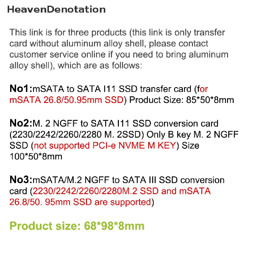 [HeavenDenotation] Msata Ssd Ke 2.5 ''SATA 6.0gps Adapter Converter Kartu Modul Papan Mini Pcie Ssd HDV