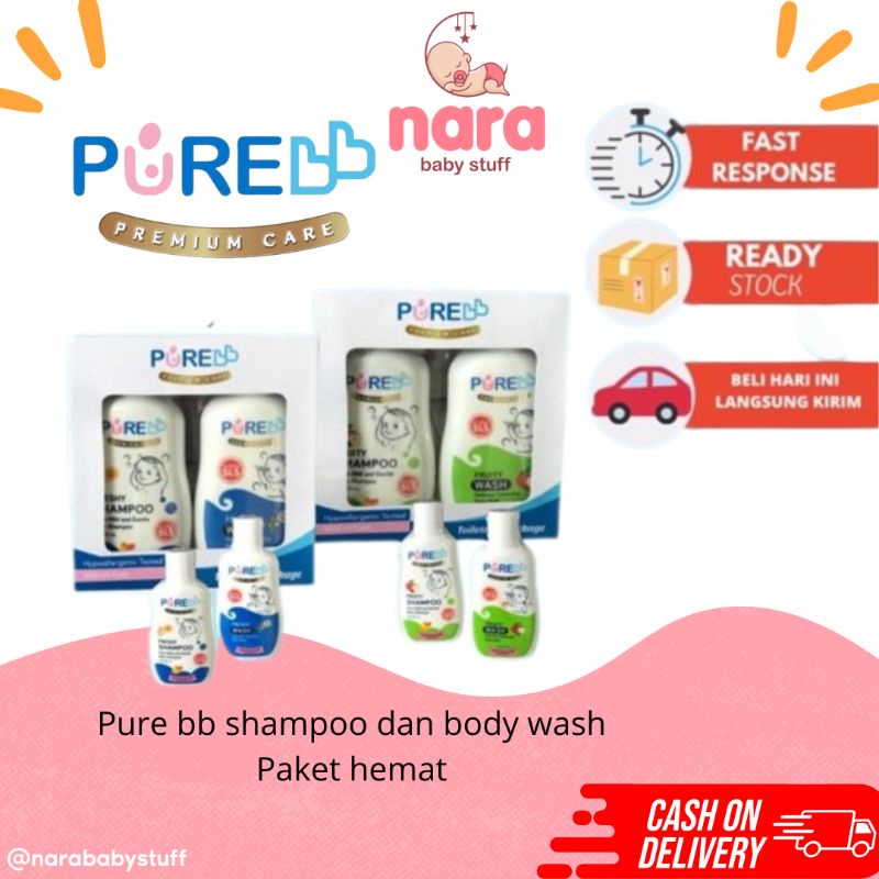Paket Hemat Pure BB Travel Toiletries Package Wash & Shampoo 80 ml Terlaris