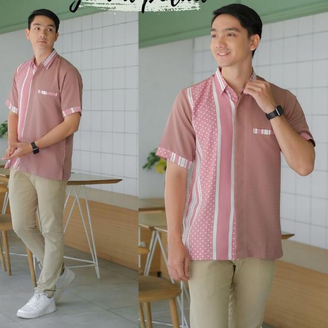 ✴ Baju Atasan Kemeja Yumna Polka Salur ❆