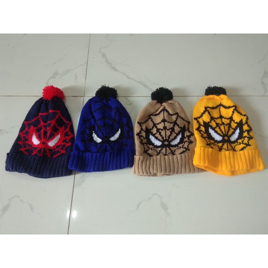 Kupluk Pompom Bayi Karakter Spiderman