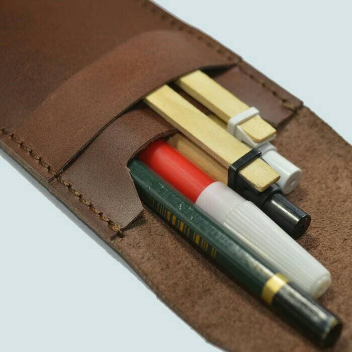 

Terlaris ✨ -Tempat pensil alat tulis kulit asli warna coklat pencil case dompet pensil- 2.2.23