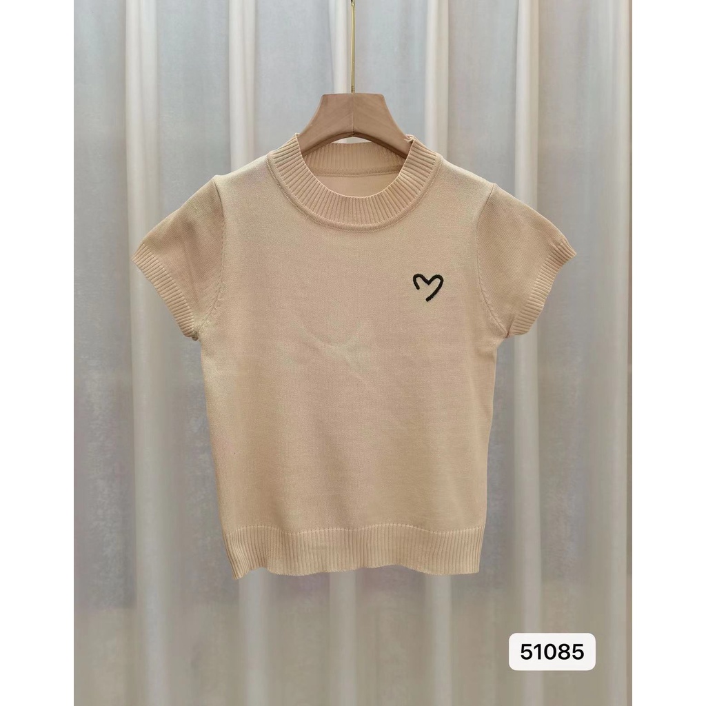 Liza T-shirt Rajut Motif Love - Atasan Wanita Rajut Import TM (51085)