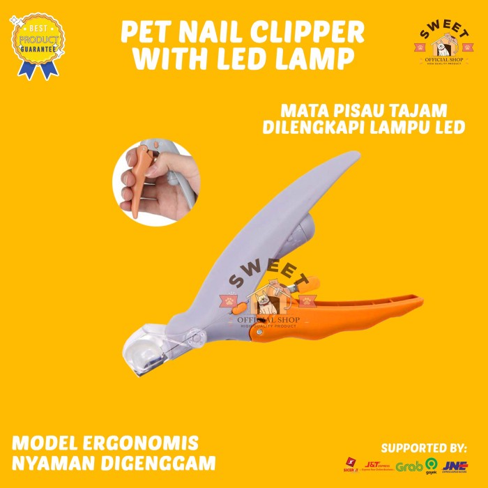 Gunting Kuku Gunting Kuku Kucing Anjing Dilengkapi Senter Lampu Led - Pet Comfy