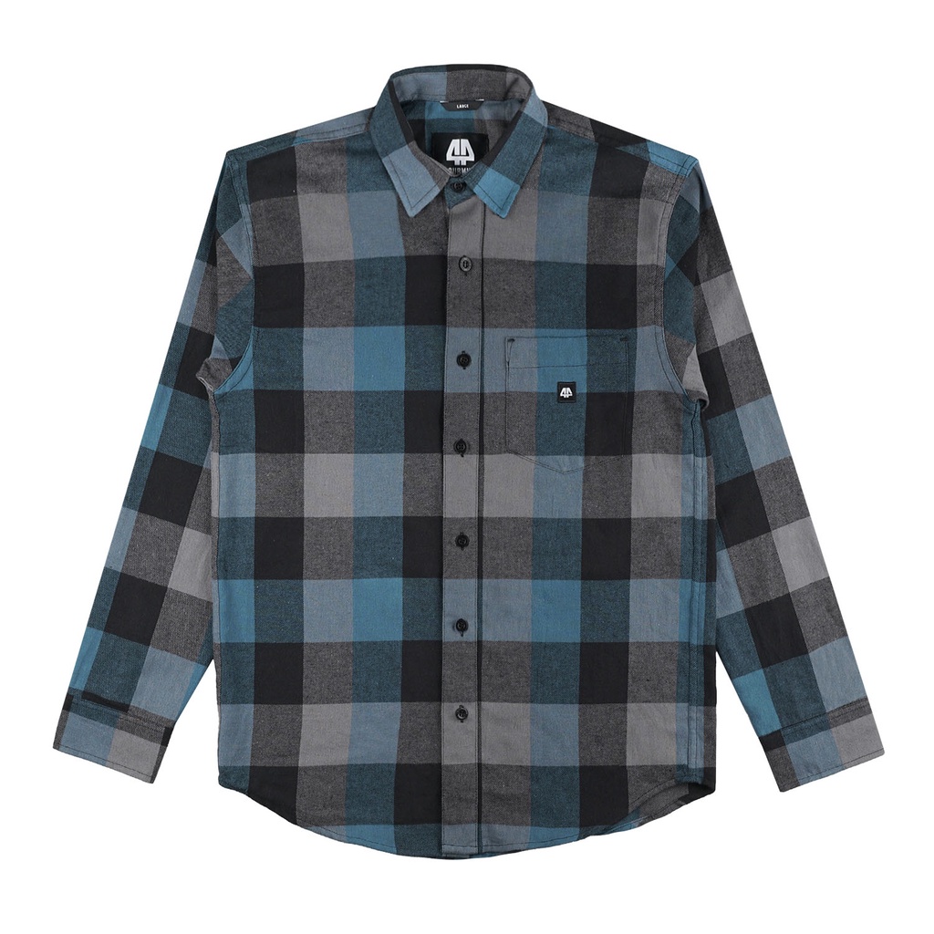 Fourmine Kemeja Stanley Teal Blue Grey Black #1