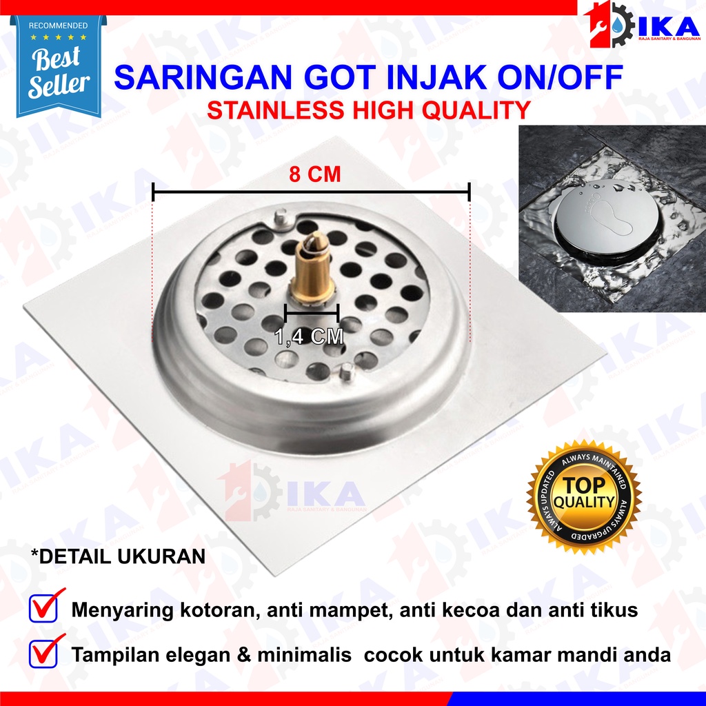 Saringan Got Injak Stainless Hitam Black Silver /Floor Drain Tekan Push Pencet Black Matte Stainless Injak / Saringan Got Injak Air Kamar Mandi l Floor Drain l Stainless