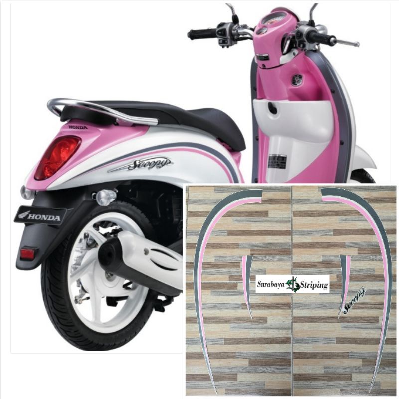 striping stiker Honda Scoopy pink putih tahun 2012
