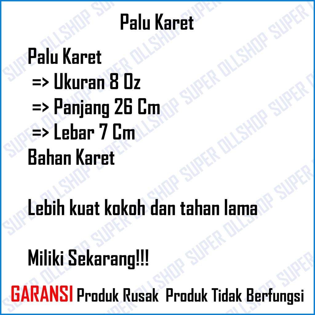 Palu Godam Karet / Palu Karet Keramik / Palu Granit High Quality Gagang Kayu Martil Rubber Hammer Wooden Handle 8 Oz