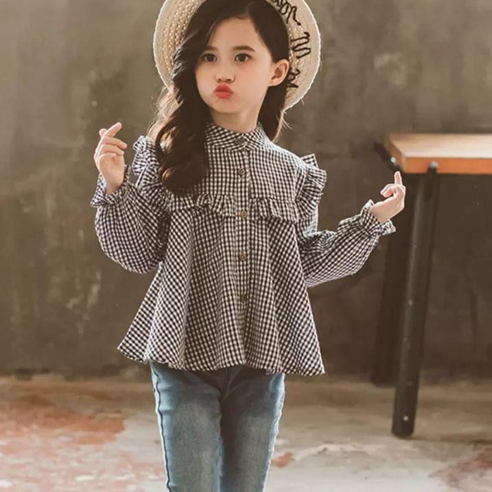 ♠ BLUS ANAK-ANAK PEREMPUAN MODEL CANTIK(2-12thn)MOTIK KOTAK-KOTAK ➫