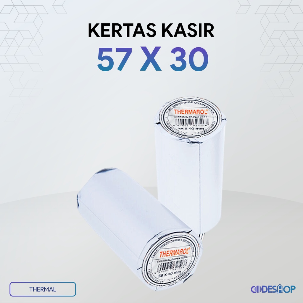 

Kertas Thermal Struk 57x30, 57x30mm 1 Roll Thermaroll