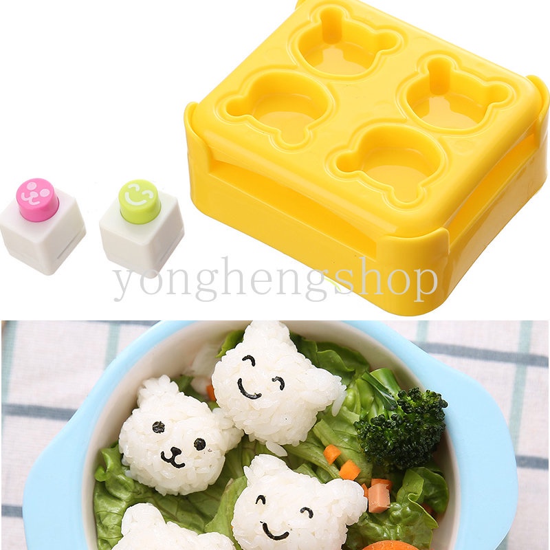 3pcs / set Cetakan Nasi / Onigiri / Sushi / Bento Bentuk Beruang Mini DIY