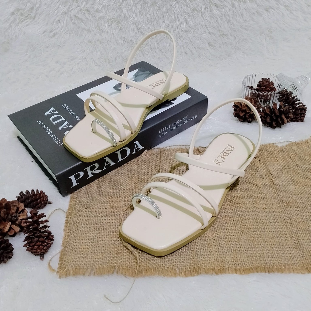 Sandal Wanita LIVIA by Nesanh Sandal Tali Wanita Kekinian Permata Mutiara Terbaru