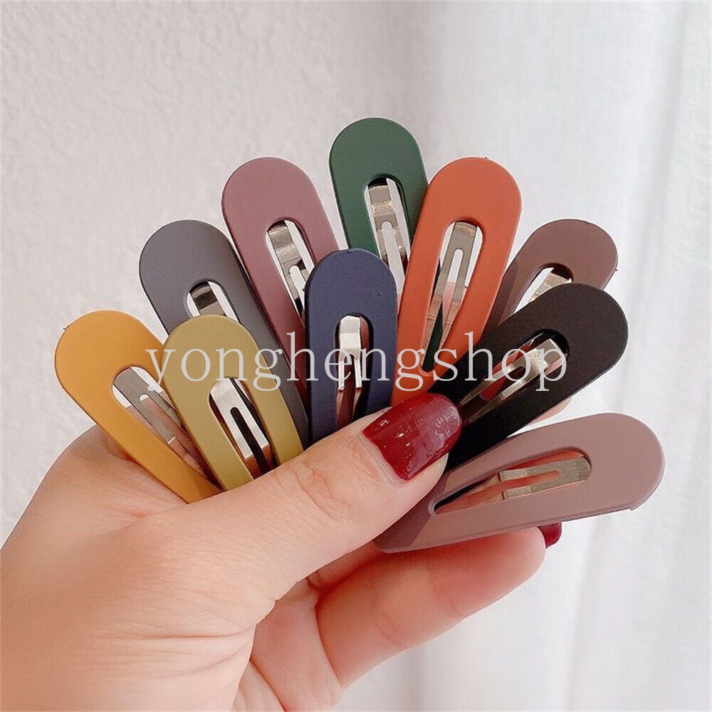10pcs / set Jepit Rambut Poni Warna Permen Untuk Aksesoris Wanita
