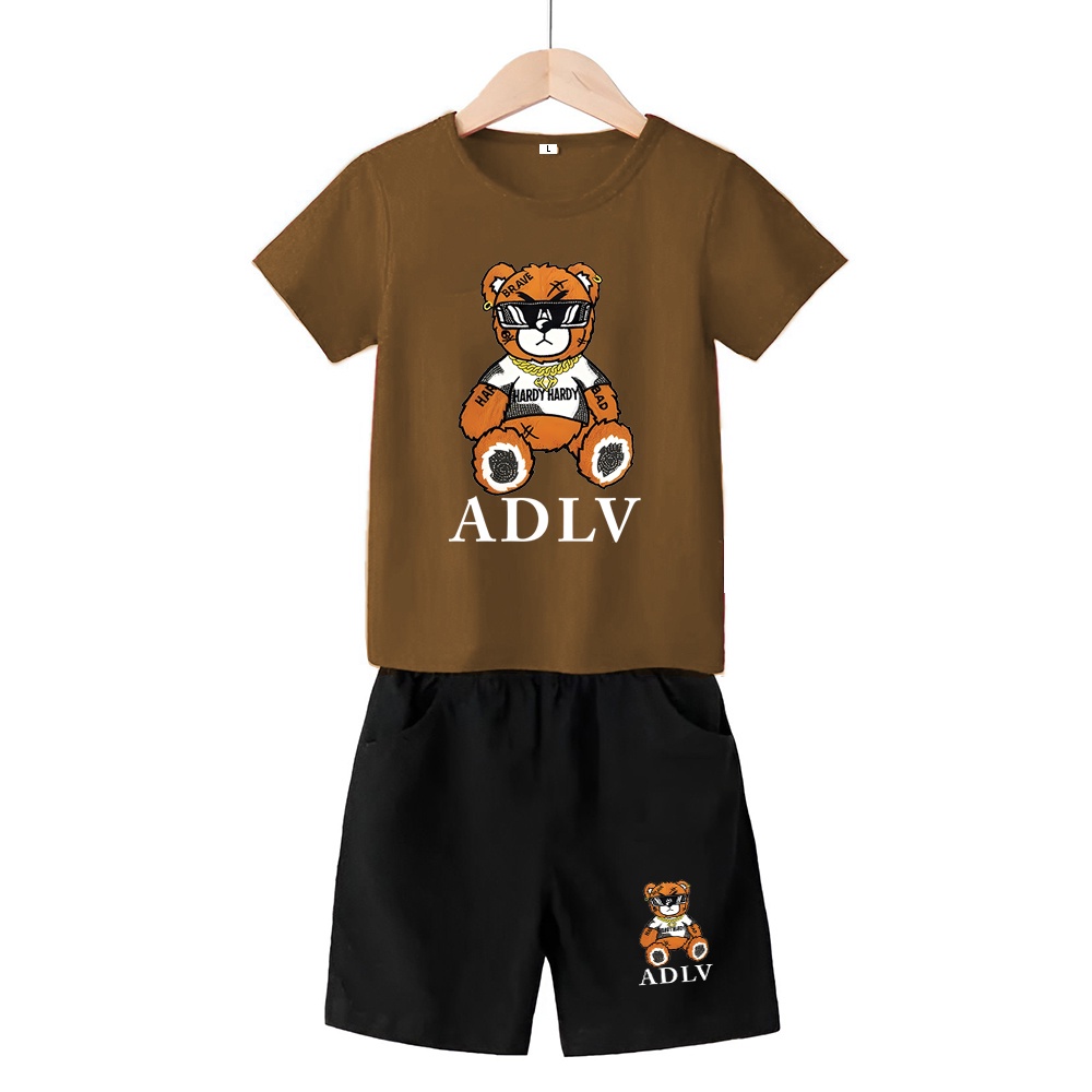 Baju Stelan 3/4 Anak Bear ADLV Cowok Cewek  Usia1 - 4 Tahun Celana Pendek Harian