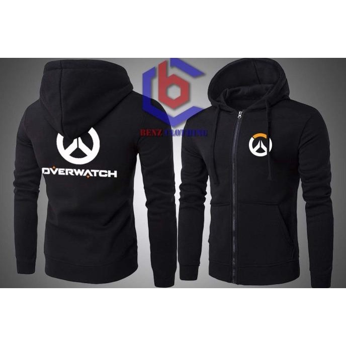 Jaket Hoodie Sweater Overwatch Outerwear Pria Wanita Zipper Resleting Depan Polos Sablon Polyflek Ko