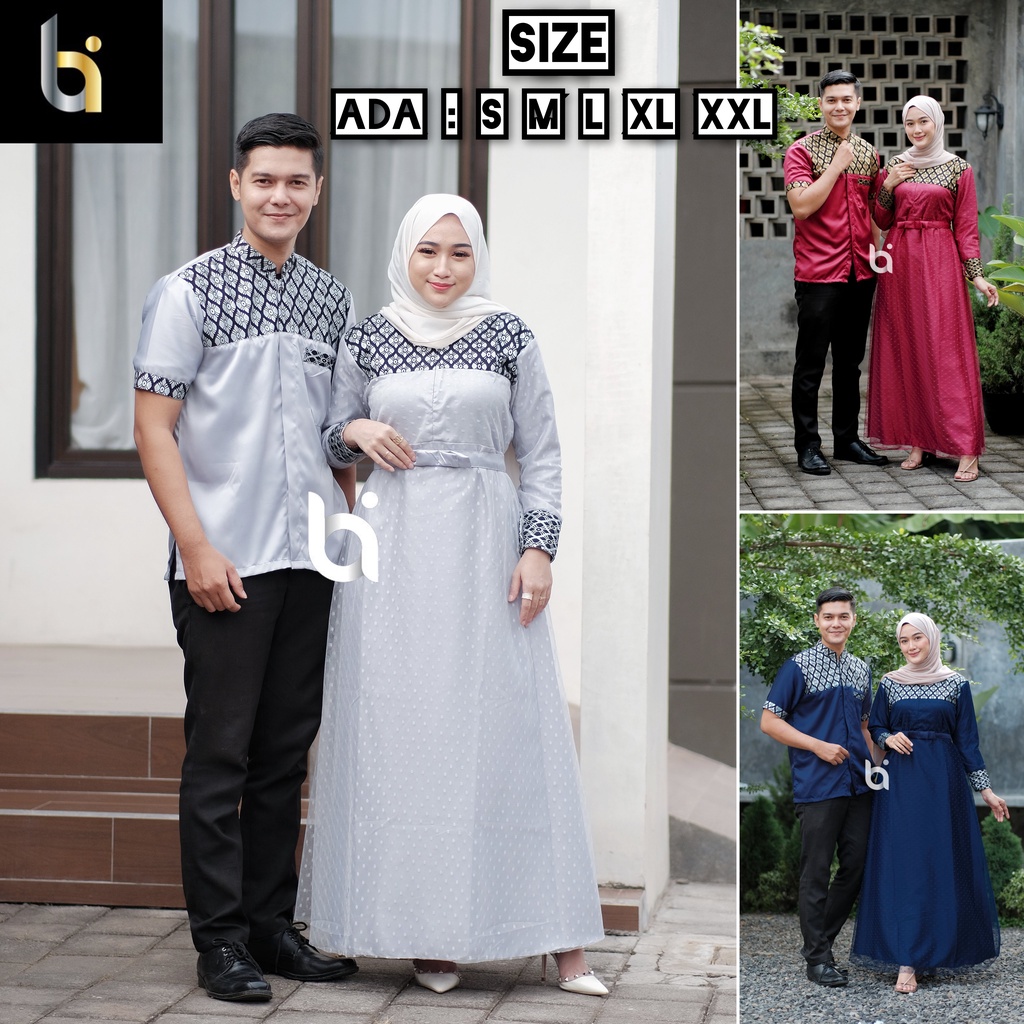 BAJU BATIK COUPLE GAMIS TILLEDOT KONDANGAN COPLE PASANGAN SUAMI ISTRI GAUN PESTA MUSLIMAH LEBARAN