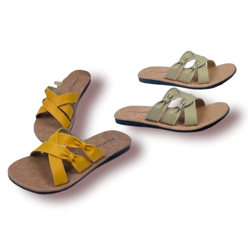 Sandal Kulit Wanita Papirut Sandal Selop Flat SoL Karet Nonslip