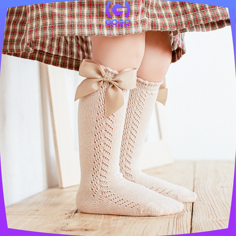 GOGO-P304 Kaos Kaki Panjang Anak Perempuan Model Pita Lucu Anti Slip / Kaus Kaki Bayi Korea Bahan Lembut Ribbon Baby Socks import