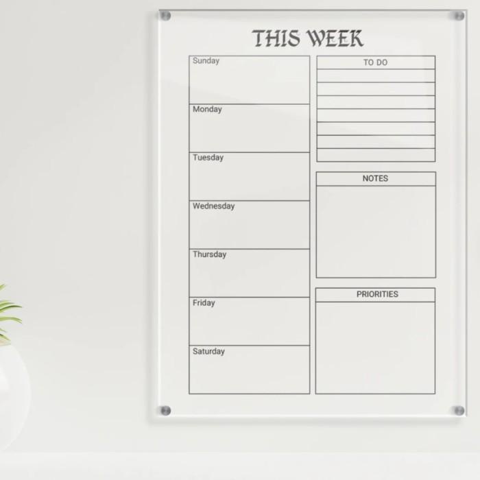 

Daily Planner Akrilik Weekly Planner | Papan Schedule Acrylic