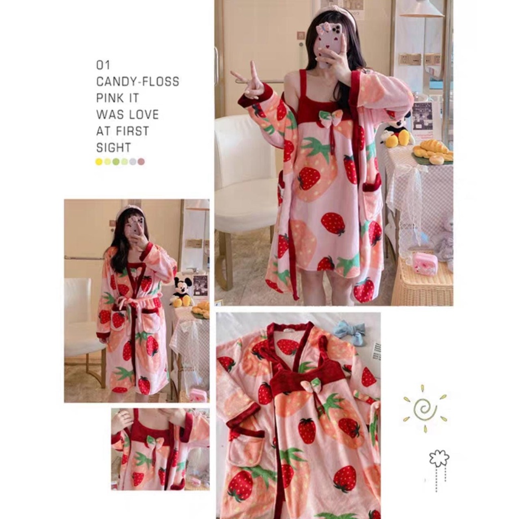 Kimono handuk bludru/kimono bulu include inner/kimono wanita lingerie