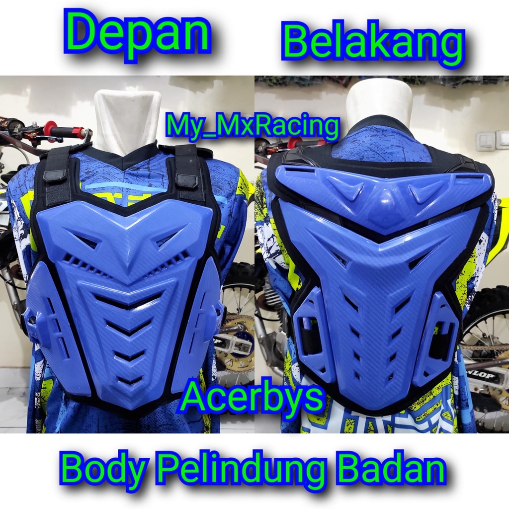 body protector cross  bisa cod body protektor trail OFFROAD motor cross acerbys pelindung badan BIRU