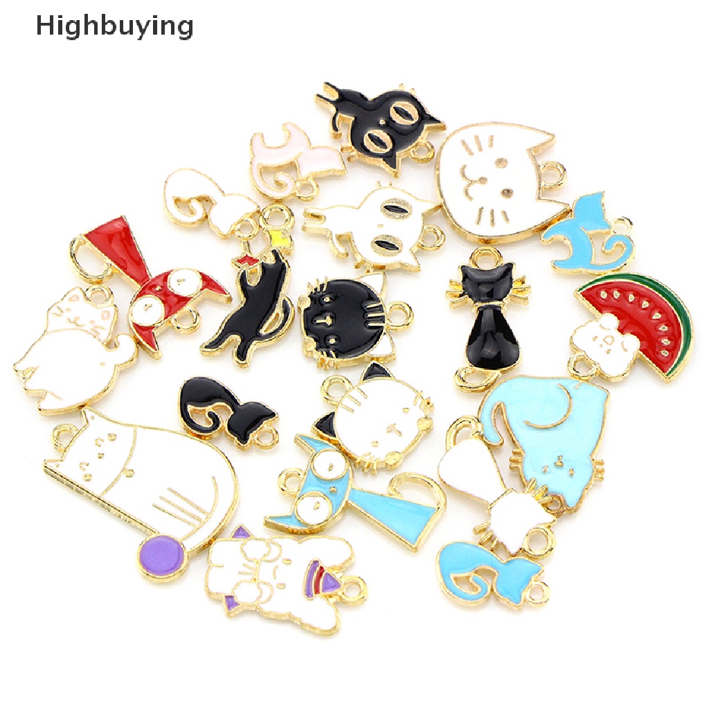 Hbid 20Pcs / set Small Cat Enamel Ch Pendant DIY Bracelet Necklace Earring Jewelry Making Accessories Glory