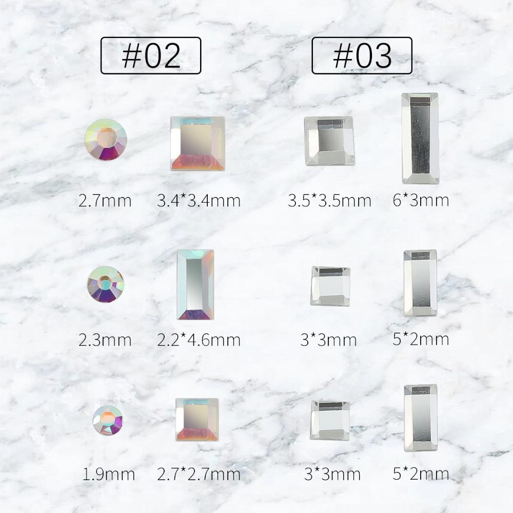 AUGUSTINA Agustina Kuku Rhinestones Fashion Jepang Nail Art Nail Charms Persegi Panjang Kristal AB 3D Nail Art Drills