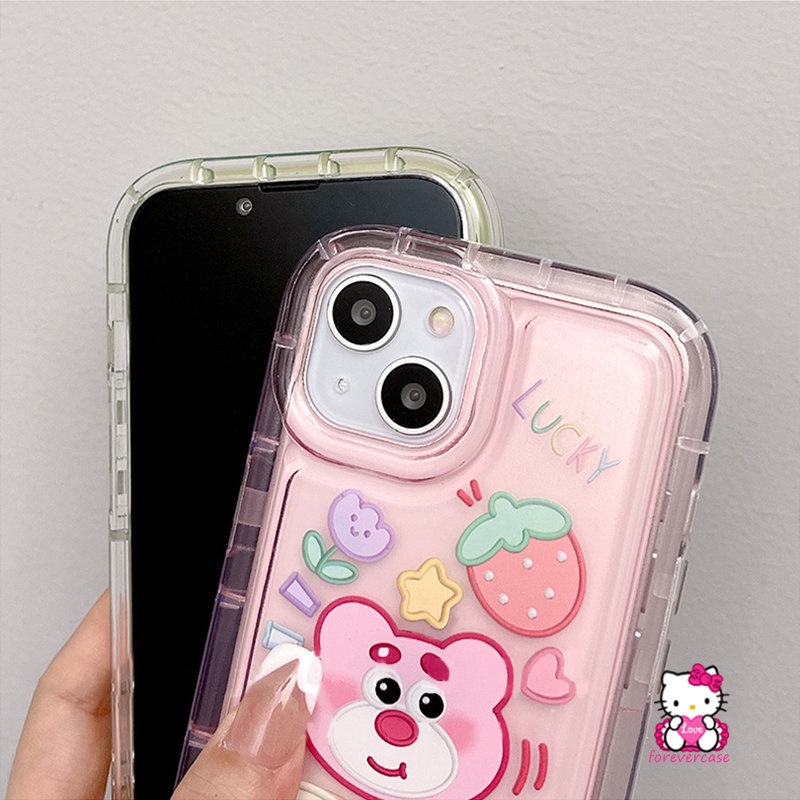 Casing Kartun Cute Strawberry Bear Manyo Realme C21Y C25 C11 2020 C25s C15 C12 C35 Realme C11 2021 5 C33 C25Y 6i 5i 5s C3 C20 C20A Kirby Cherry Candy Airbag Shockproof Soft Cover