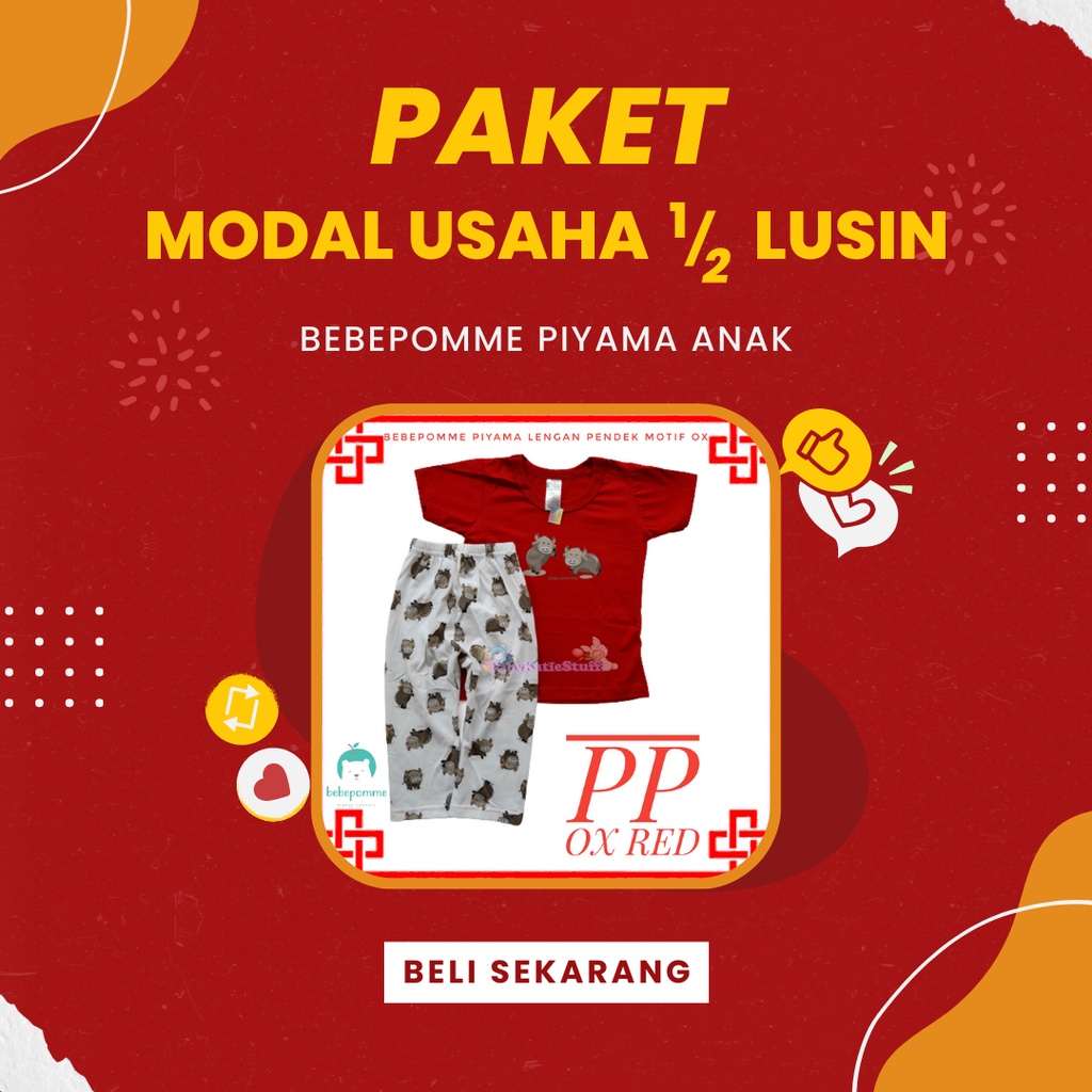 PAKET MODAL USAHA 1/2 LUSIN PIYAMA PENDEK BAYI DAN ANAK USIA 3-6 TAHUN/BEBEPOMME BAJU TIDUR