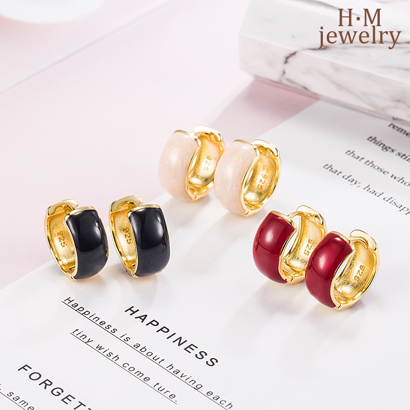 Retro Drip Glazed Ear Clip Light Desain Mewah Sense Earrings2023Anting Baru