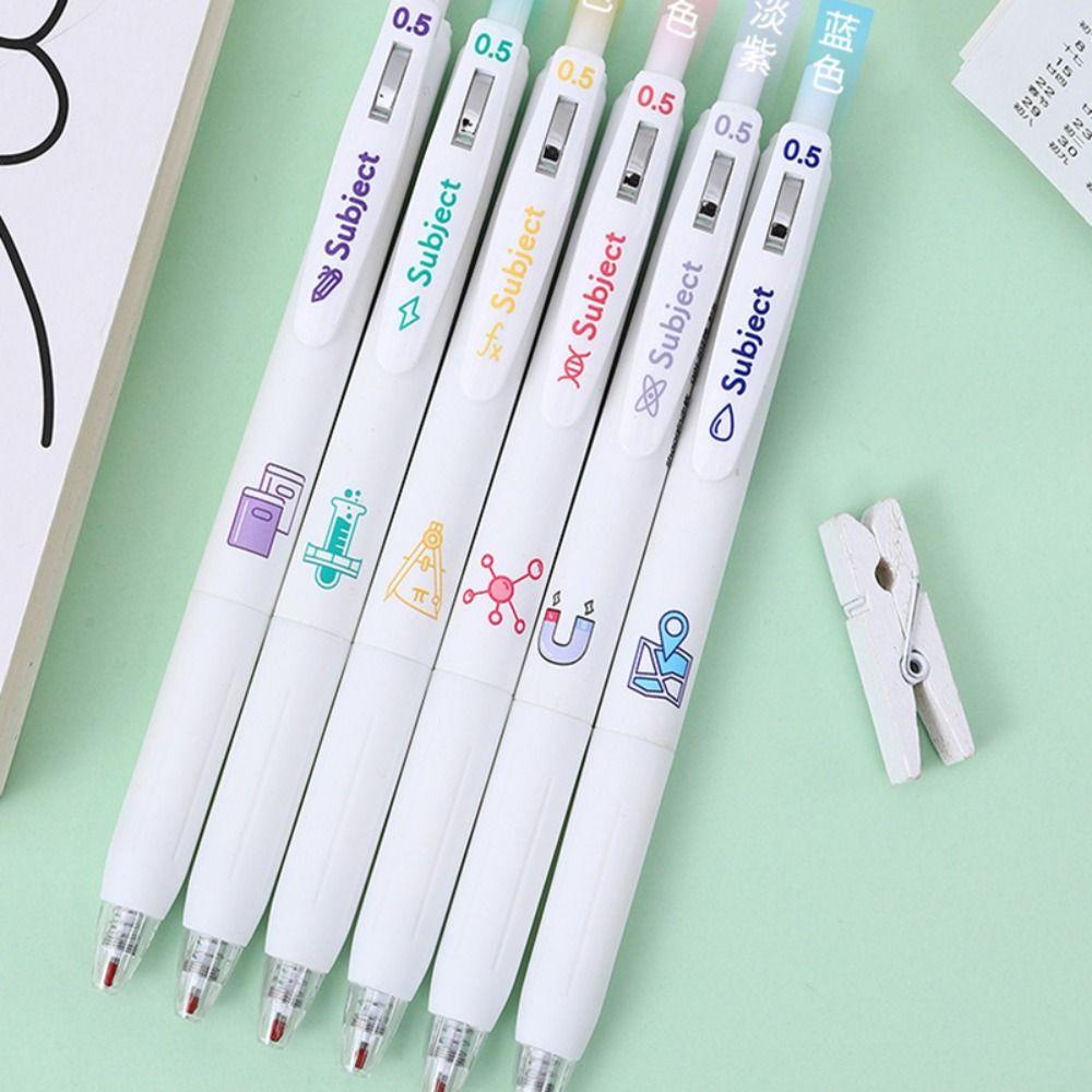 Nanas 6PCS /Set Pena Gel Perlengkapan Kantor Sekolah Alat Tulis Press Type Signature Pen