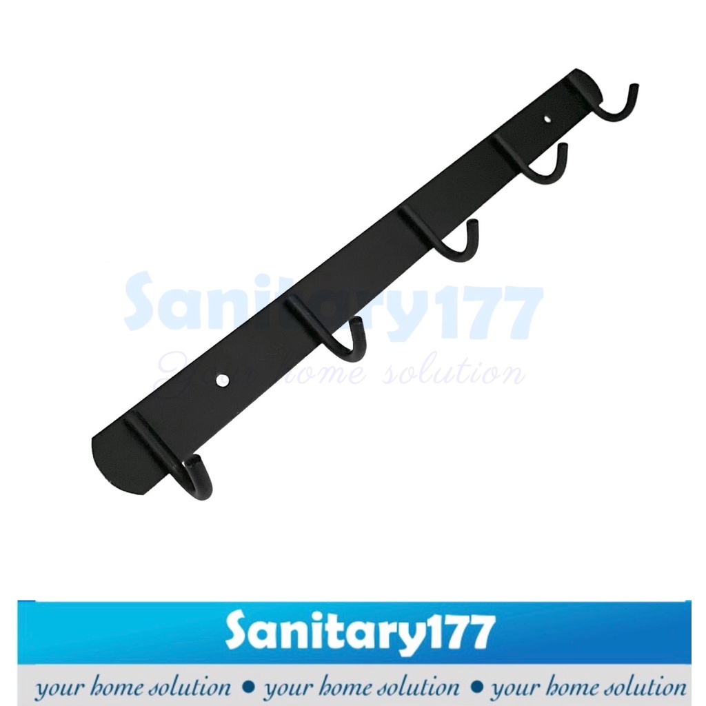 Kapstok Gantungan baju stainless 304 HITAM 5 Kait K5-Hook hooks Minimalis black  stenlis sus304