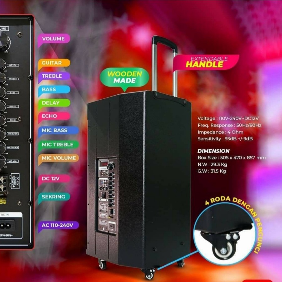 Speaker Portable Profesional Advance KK1600 KK-1600 15&quot; 2Mic / Speaker Meeting / Speaker Besar / Speaker Acara