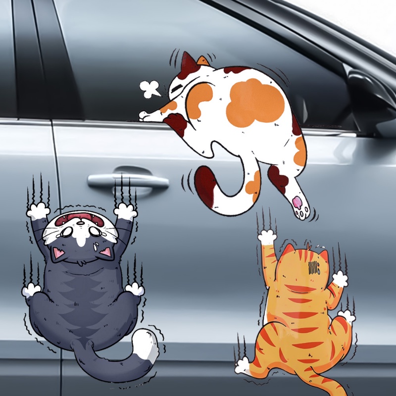 Lucu Kartun Auto Styling Scratch Sticker/Indah Panjat Kucing Decals Mobil Body Jendela Rumah Kulkas Stiker Hias