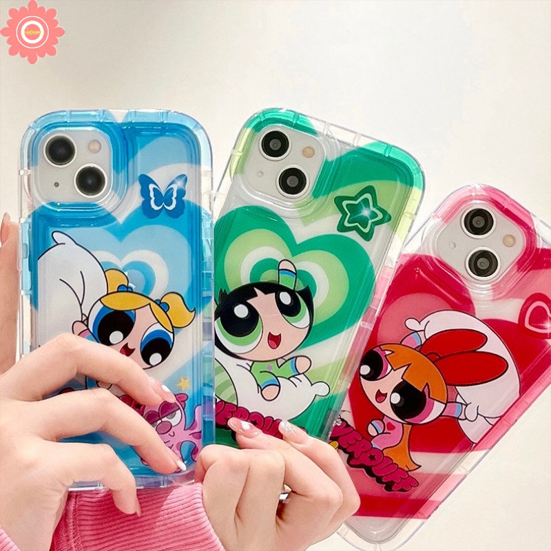 Airbag Shockproof Case For Redmi 12C 9 10C 9T A1 9C NFC 10 9A 10A Redmi Note 10 8 11s 11 10s 9 POCO F4 Cartoon The Powerpuff Girls Gradient Love Heart Soft TPU Cover