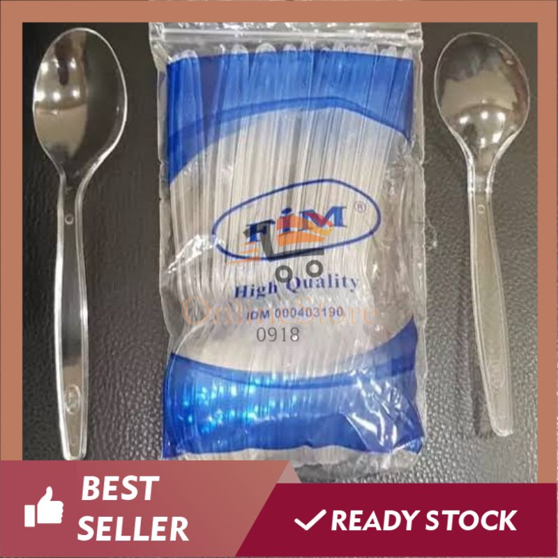 OS -C409- 1 Pack Sendok Plastik -Sendok Makan Plastik Bening - Sendok Plastik Bening Satuan