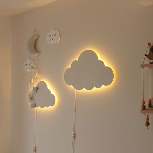 Lampu Tidur Awan CUSTOM Nama Anak - Lampu Hias Kamar Anak - Hiasan Dinding Estetik Bentuk Awan