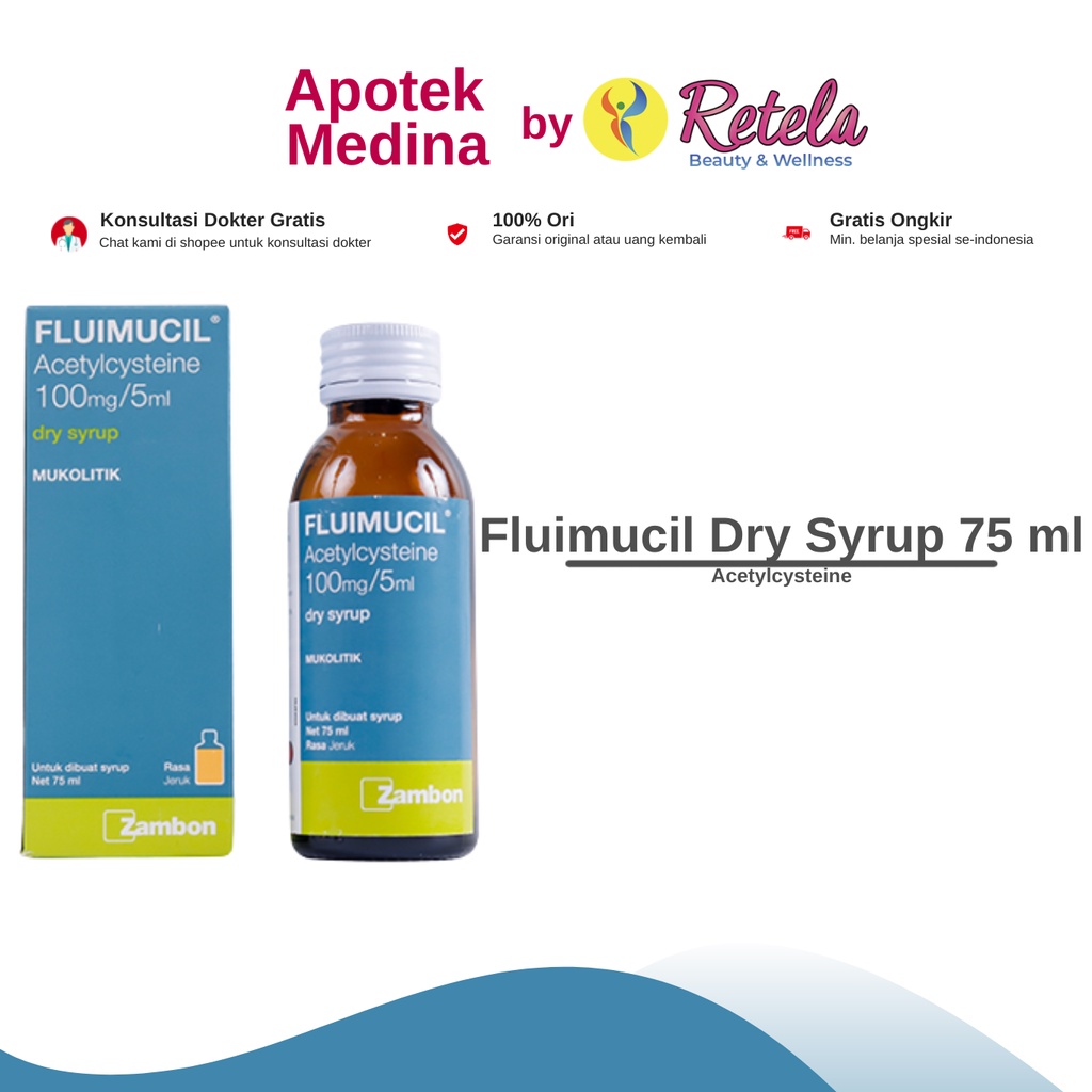 Jual Fluimucil Dry Syrup 75 ml / Batuk dan Flu / Acetylcysteine /Obat
