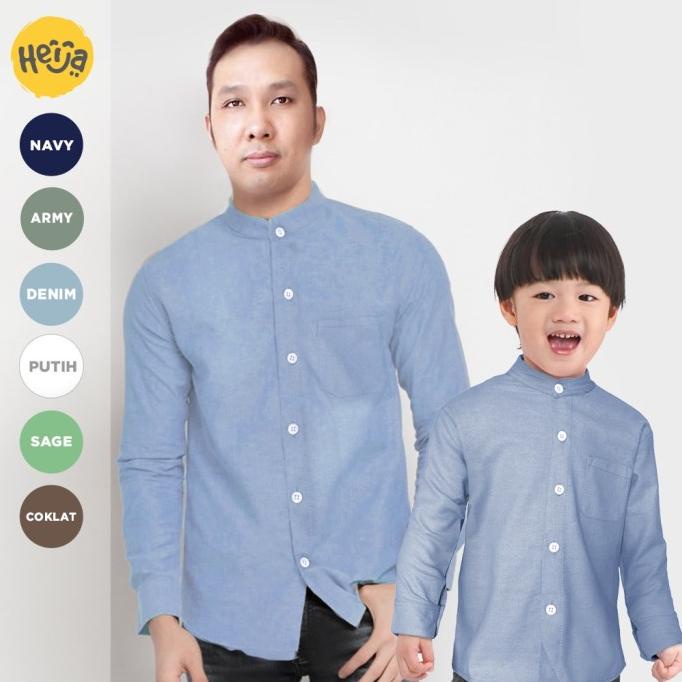 KEMEJA KOKO ANAK LENGAN PANJANG Couple Ayah - BIRU MUDA DENIM | NOVUS