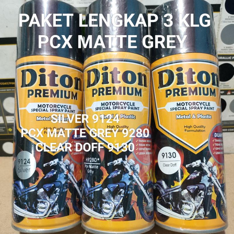 Diton Premium Paket Lengkap 3 Kaleng 400cc Abu Abu Doff Dop Pcx Matte Grey 9280 Silver 9124 Clear Doff 9130 Pilox Pilok Cat Semprot Spray Paint