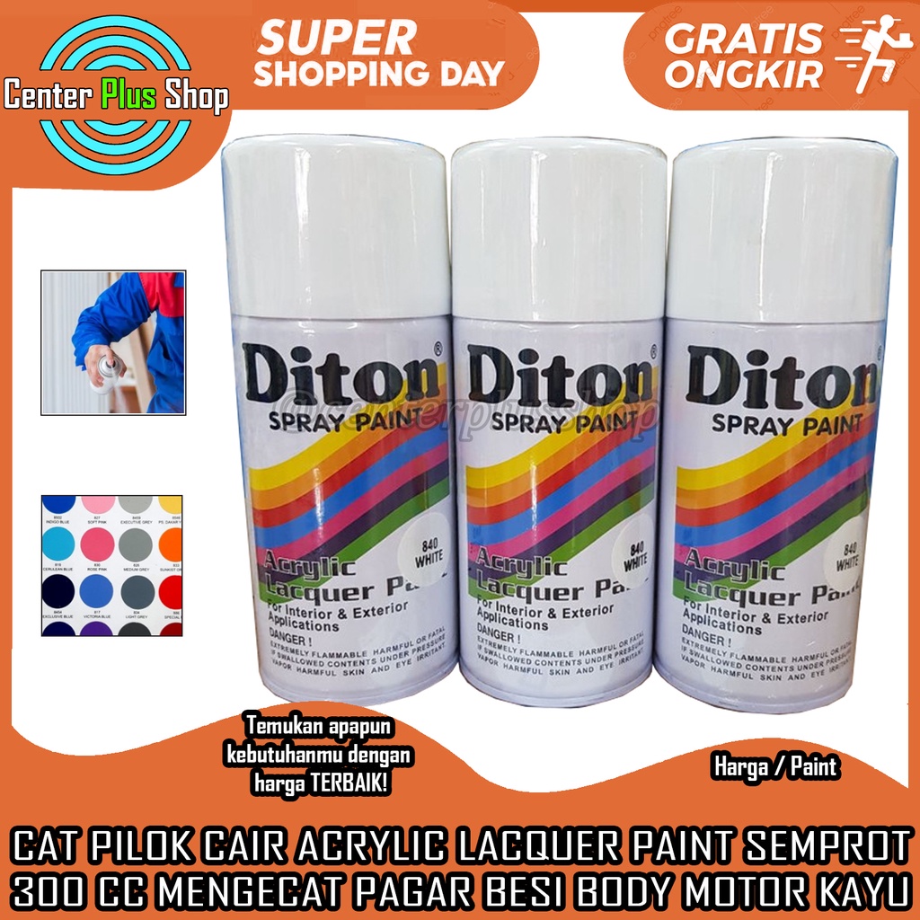 CAT PILOK DITON CAIR ACRYLIC LACQUER PAINT SEMPROT 300 CC MENGECAT PAGAR BESI BODY MOTOR KAYU CEPAT 