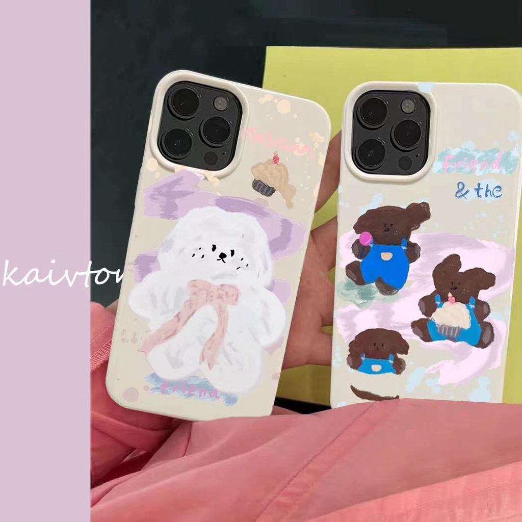 Ins Pola Anjing Cocok Untuk Iphone14 14pro 14plus 13 13pro 13prm iPhone 11 7Plus 8Plus Xr XS 13 12 Pro Max Empat Sudut Casing Ponsel Tahan Guncangan