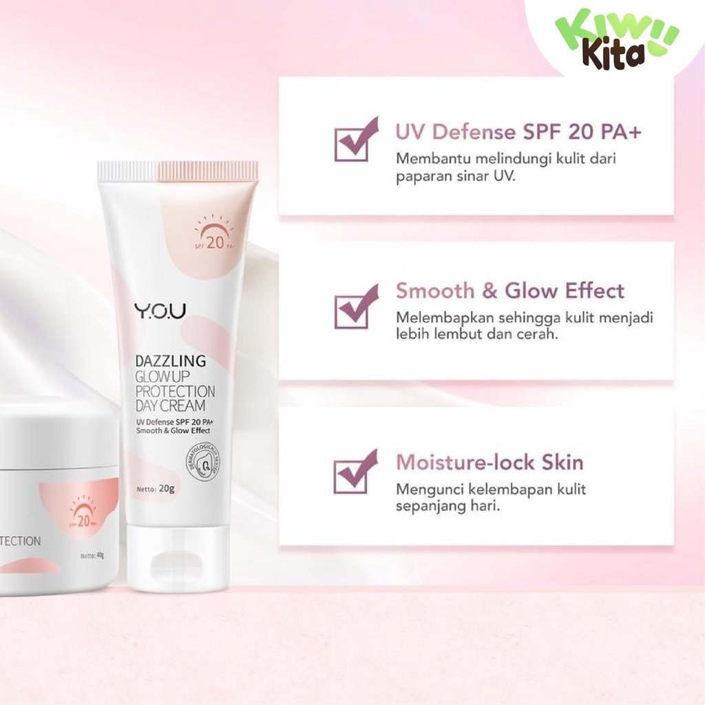 KIWI KITA-YOU Dazzling Glow Up Day Cream 20 Gr | SPF 20 PA+ Mencerahkan Pelembap