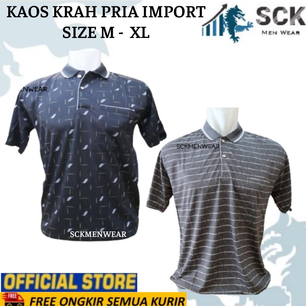 Kaos Krah Pria Korea Murah 425 / Baju Kerah Motif Salur Garis Pria Remaja Dewasa Size M  L XL - sckmenwear GROSIR