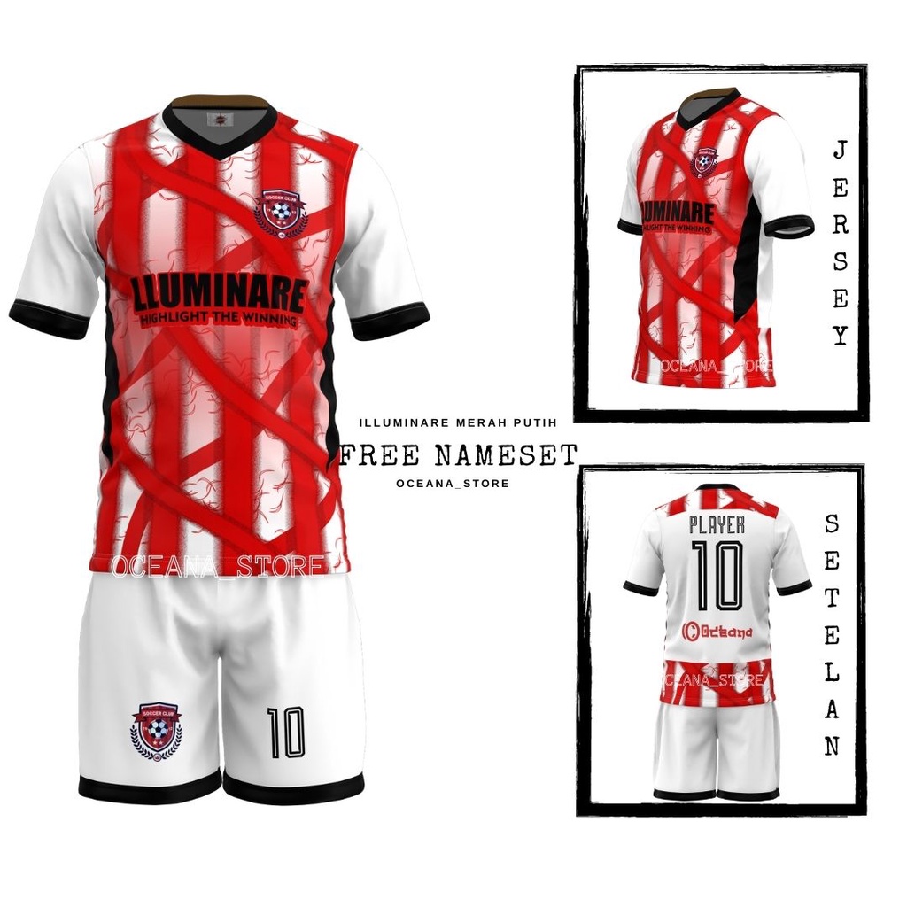 JERSEY COSTUME ILLUMINARE MERAH PUTIH FUTSAL SEPAKBOLA FULL PRINTING PREMIUM