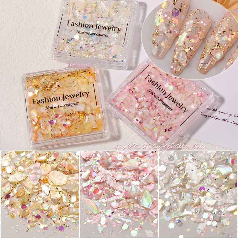 1 Kotak Nail Sequins Irregular Shells Untuk Dekorasi Manicure / Case Handphone