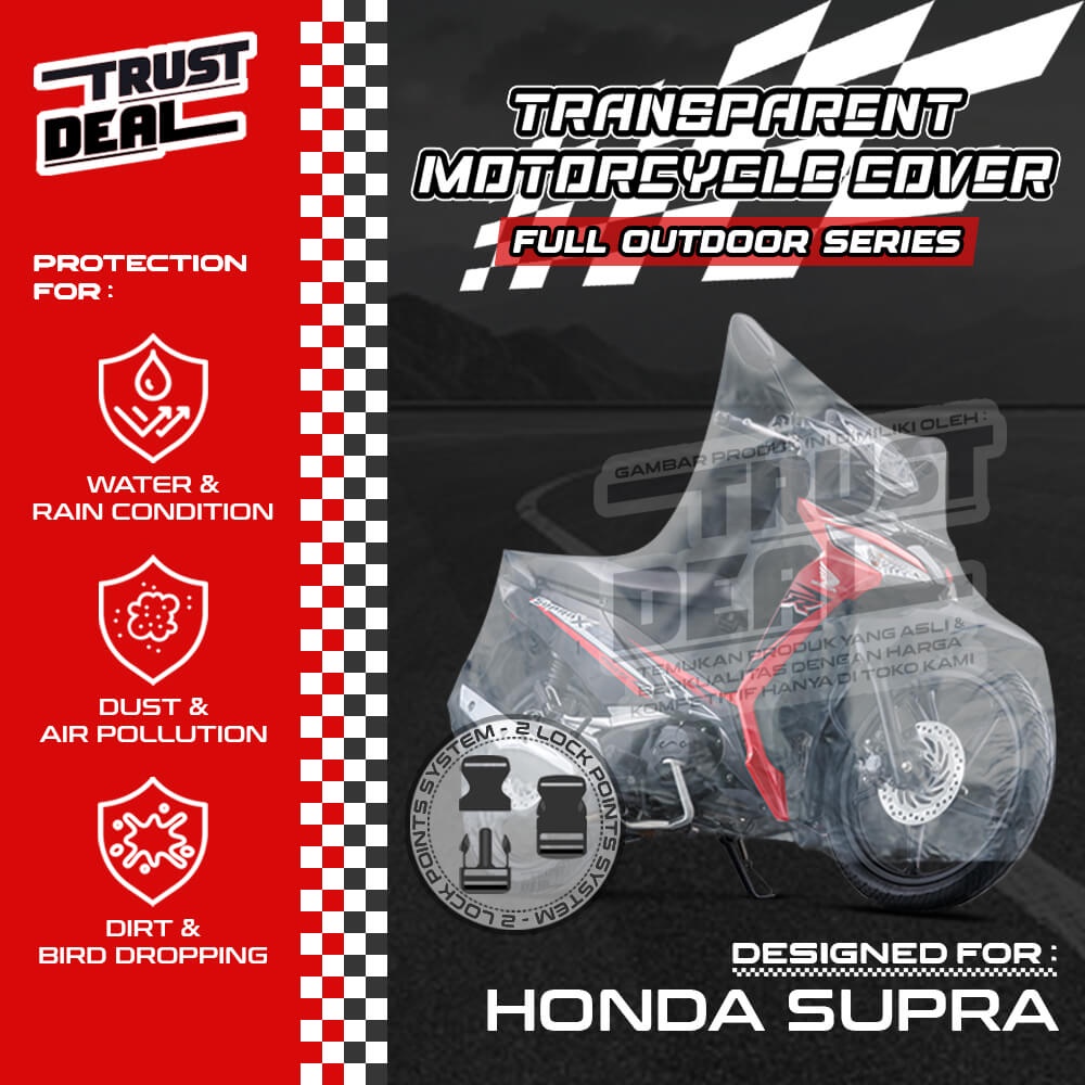 Sarung Cover Motor Plastik Transparan HONDA SUPRA X / FIT Selimut Penutup TEBAL Anti Air